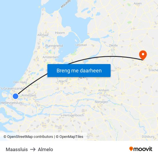 Maassluis to Almelo map