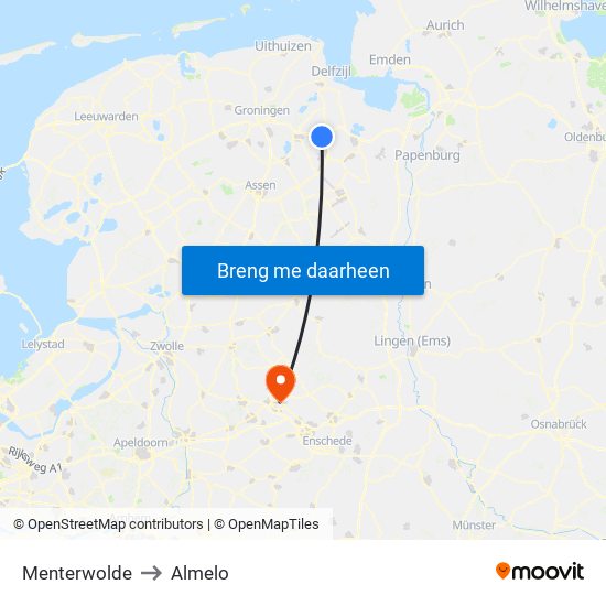 Menterwolde to Almelo map