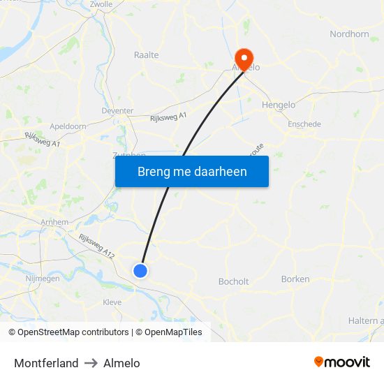 Montferland to Almelo map