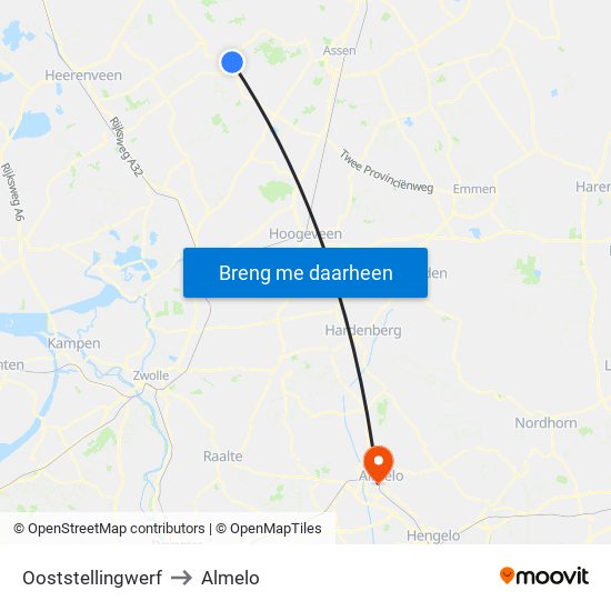 Ooststellingwerf to Almelo map