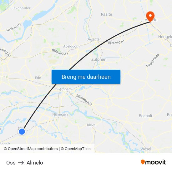 Oss to Almelo map