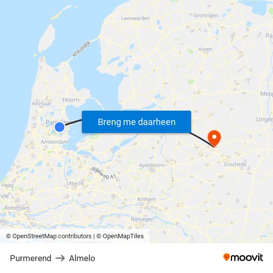 Purmerend to Almelo map