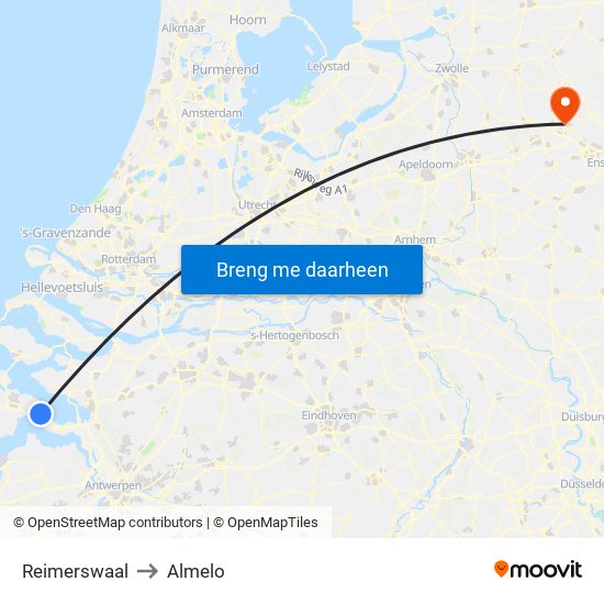 Reimerswaal to Almelo map