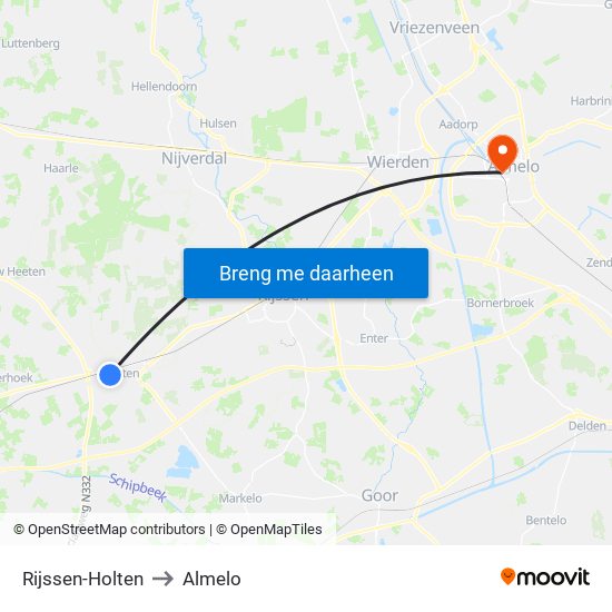 Rijssen-Holten to Almelo map