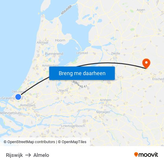 Rijswijk to Almelo map