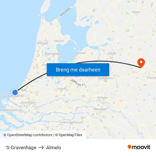 'S-Gravenhage to Almelo map