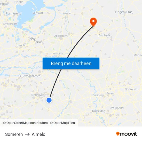 Someren to Almelo map