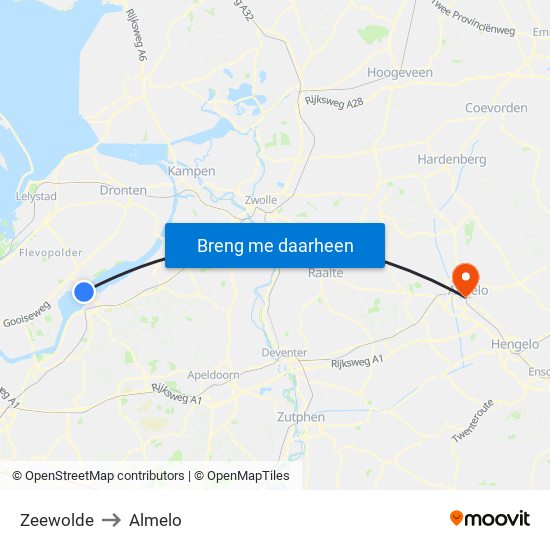 Zeewolde to Almelo map