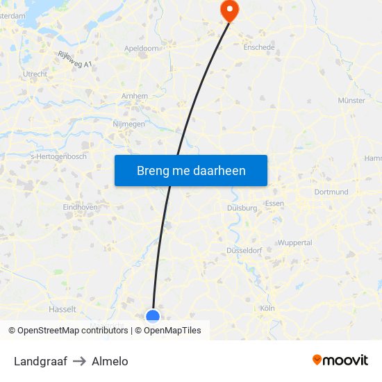 Landgraaf to Almelo map