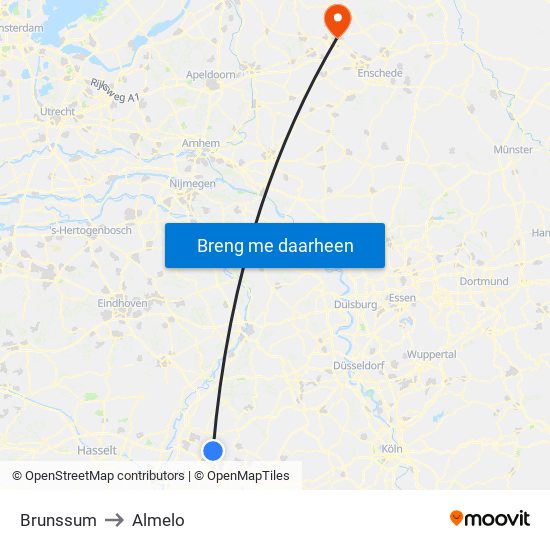 Brunssum to Almelo map