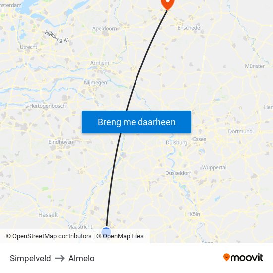 Simpelveld to Almelo map