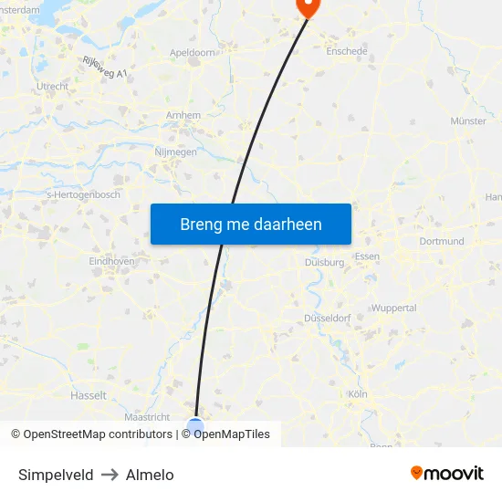 Simpelveld to Almelo map