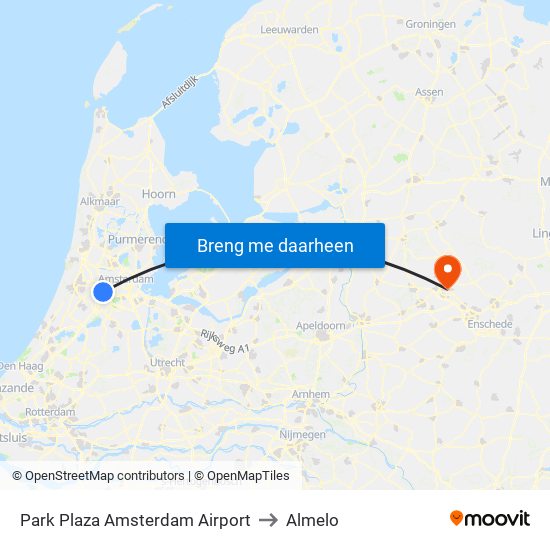 Park Plaza Amsterdam Airport to Almelo map