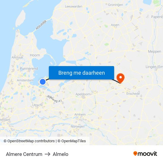 Almere Centrum to Almelo map