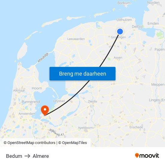 Bedum to Almere map