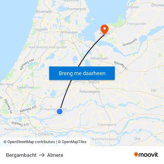 Bergambacht to Almere map