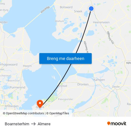 Boarnsterhim to Almere map