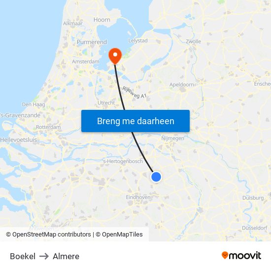 Boekel to Almere map