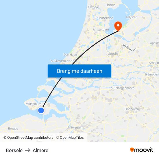 Borsele to Almere map