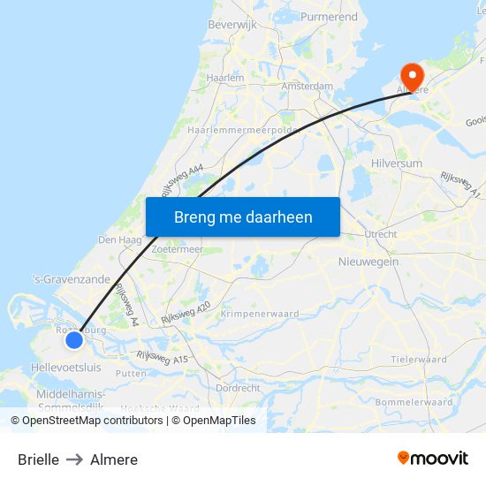 Brielle to Almere map