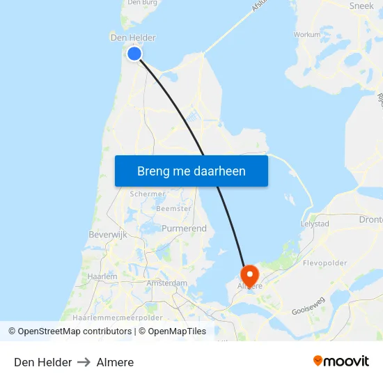 Den Helder to Almere map