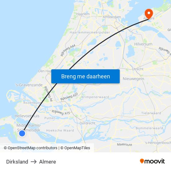 Dirksland to Almere map