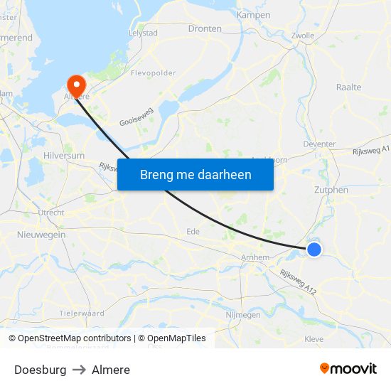 Doesburg to Almere map