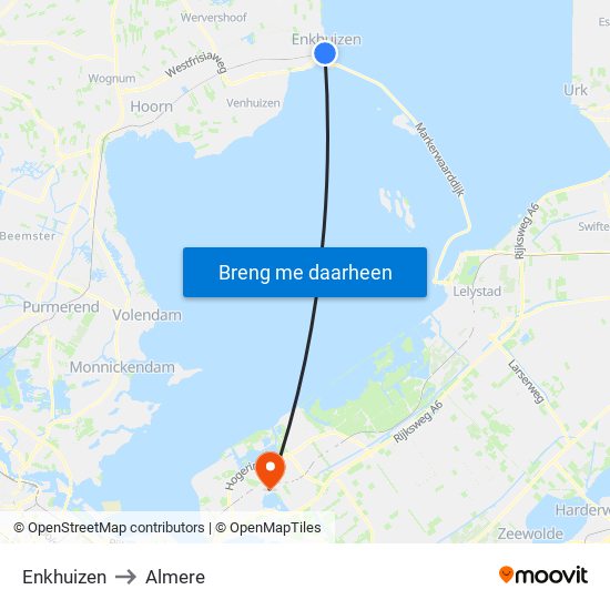 Enkhuizen to Almere map