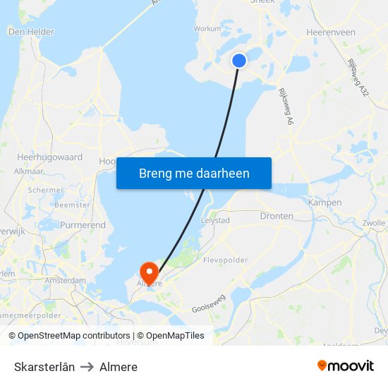 Skarsterlân to Almere map