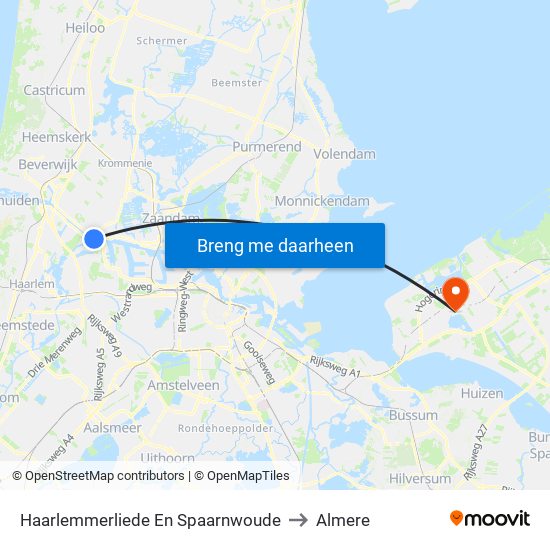 Haarlemmerliede En Spaarnwoude to Almere map