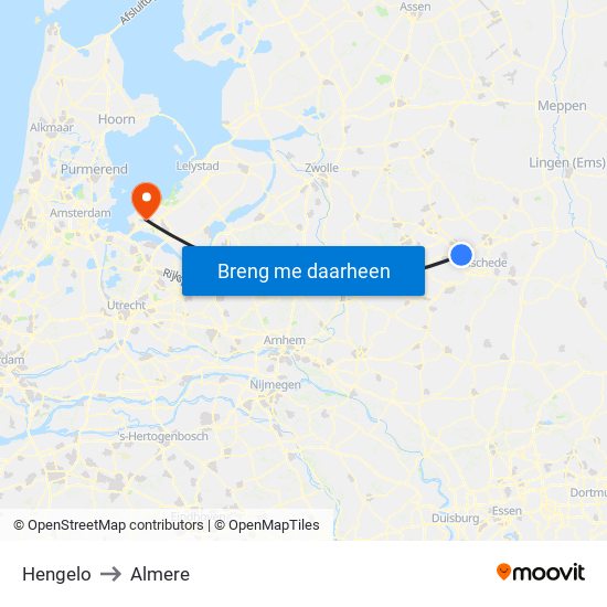 Hengelo to Almere map
