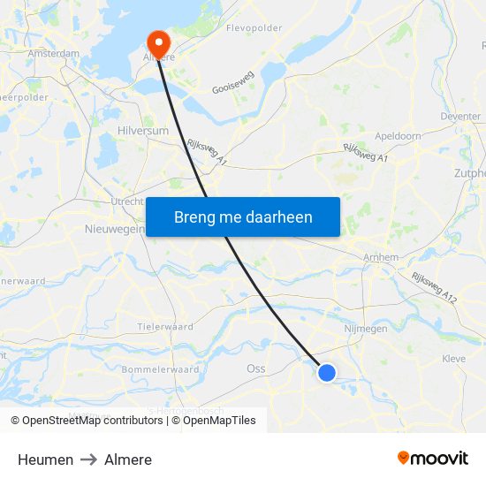 Heumen to Almere map