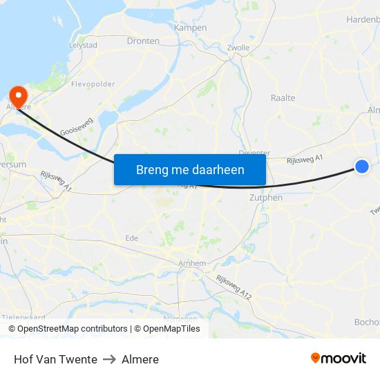 Hof Van Twente to Almere map