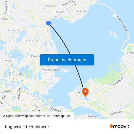 Koggenland to Almere map