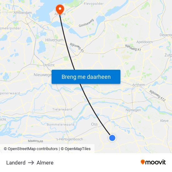Landerd to Almere map