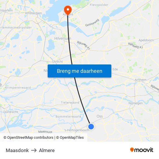 Maasdonk to Almere map