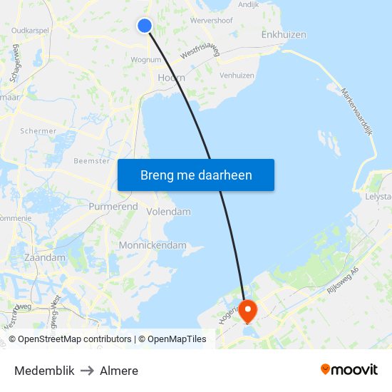 Medemblik to Almere map