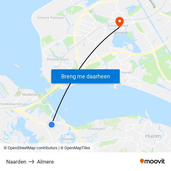 Naarden to Almere map