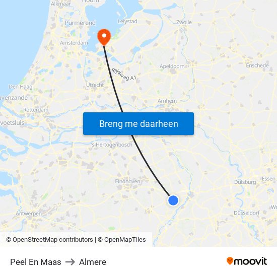 Peel En Maas to Almere map