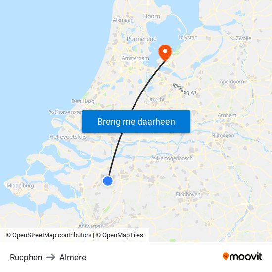 Rucphen to Almere map
