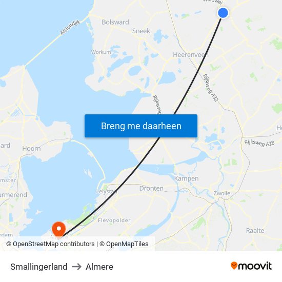 Smallingerland to Almere map