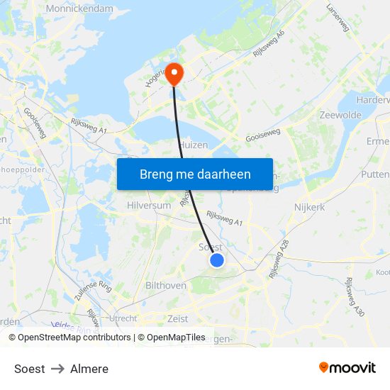 Soest to Almere map