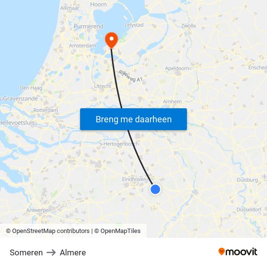 Someren to Almere map