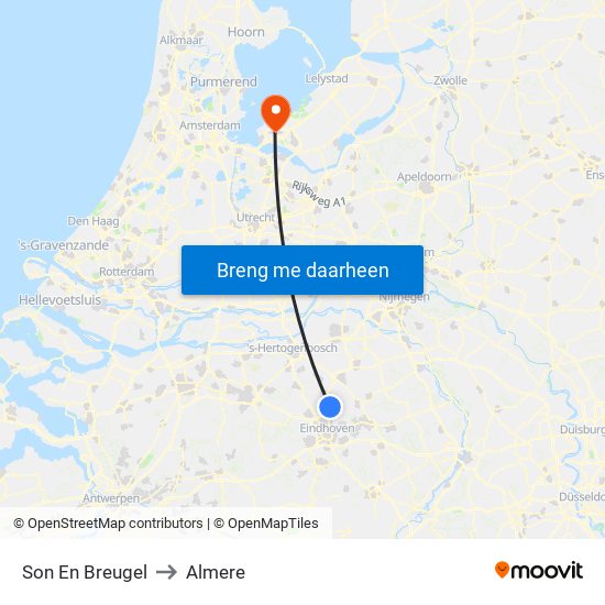 Son En Breugel to Almere map