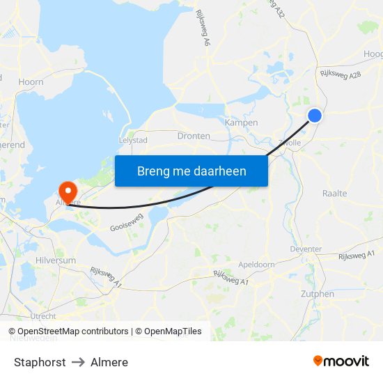 Staphorst to Almere map