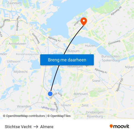 Stichtse Vecht to Almere map
