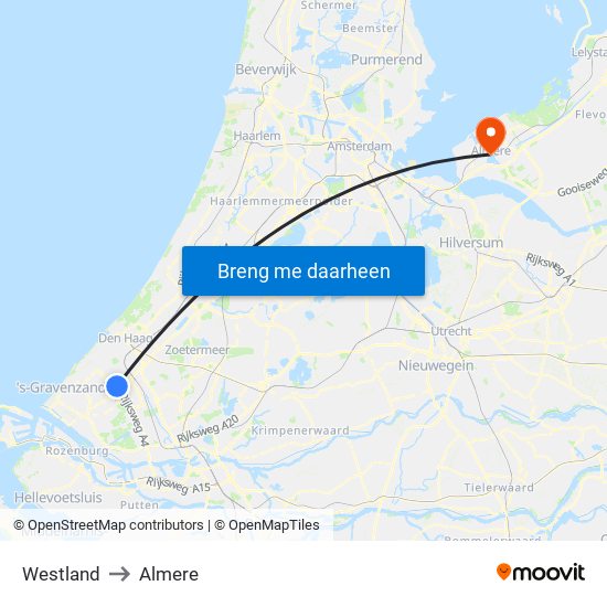 Westland to Almere map