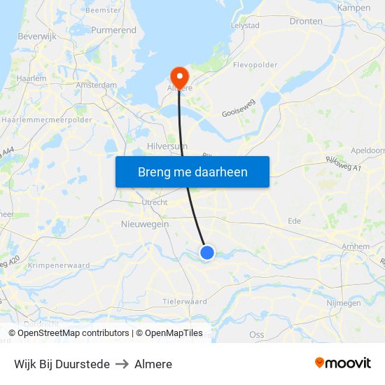 Wijk Bij Duurstede to Almere map