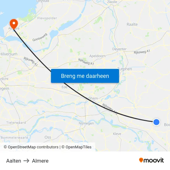 Aalten to Almere map