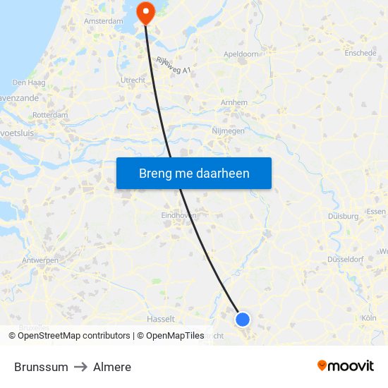 Brunssum to Almere map